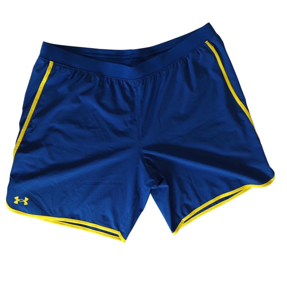 Under Armour Men's Athletic Shorts in Royal Blue with Yellow Trim
